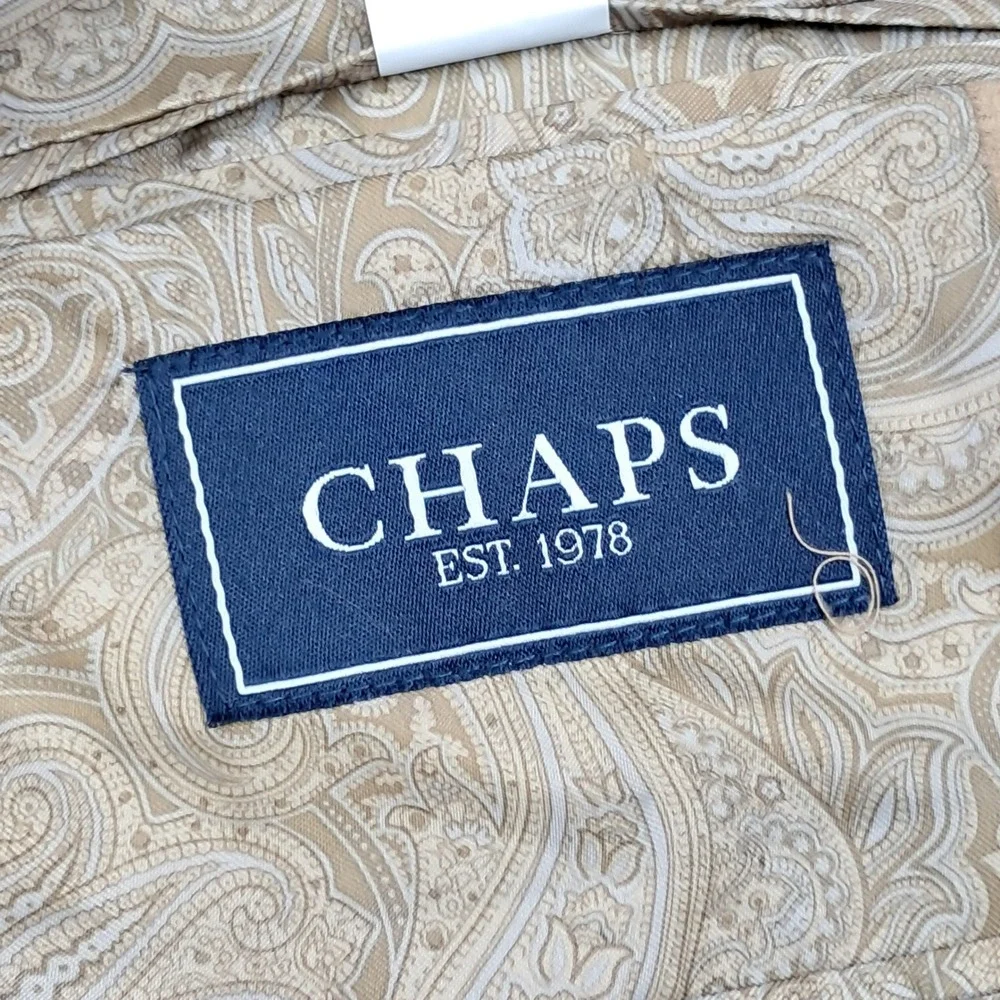 Chaps Mens 42L‎ Tan Faux Suede Two Button Blazer Sport Coat Paisley Lining 6601